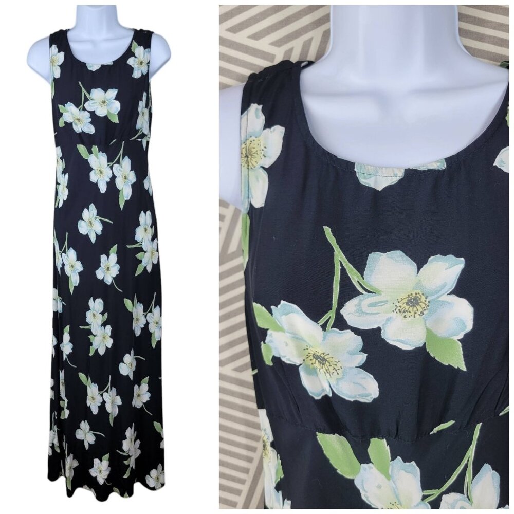 Vintage Slip Dress XS Small Floral Cottagecore alt maxi long Tie Apple blossom